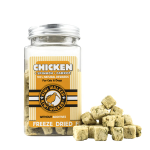Friandises lyophilisée pour chiens et chats poulet, carotte, épinards 100%naturelle 65g